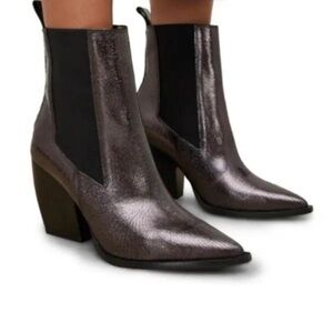 All Saints Shiny Black Heeled Boots